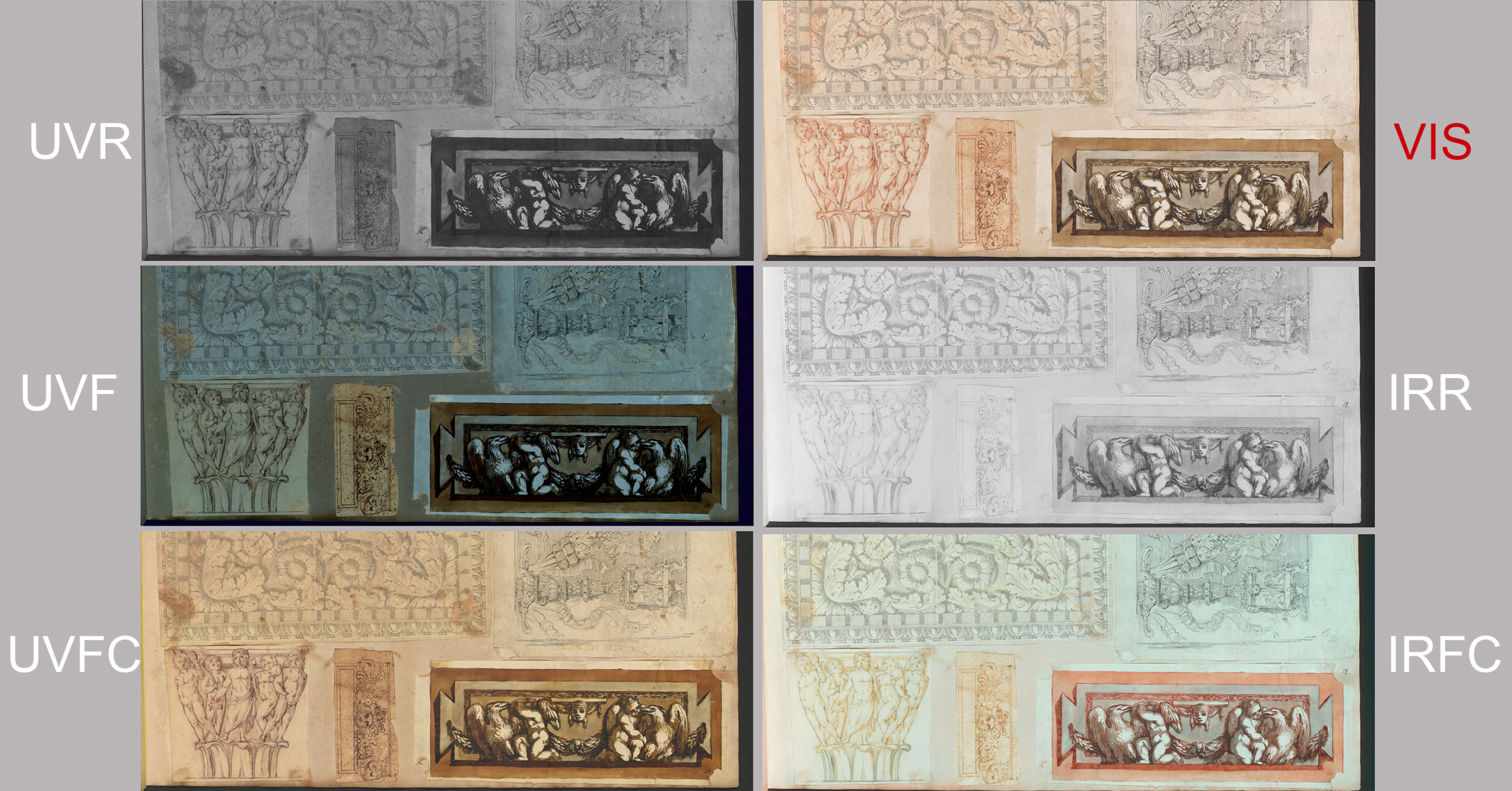 Beispielabbildungen von Zeichnungen, die mit unterschiedlichen Lichtverhältnissen fotografiert wurden.
