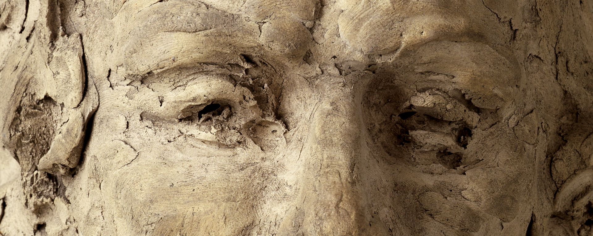 Detail-Ausschnitt des Hauptes Johannes des Täufers. Großansicht des Augenpaares