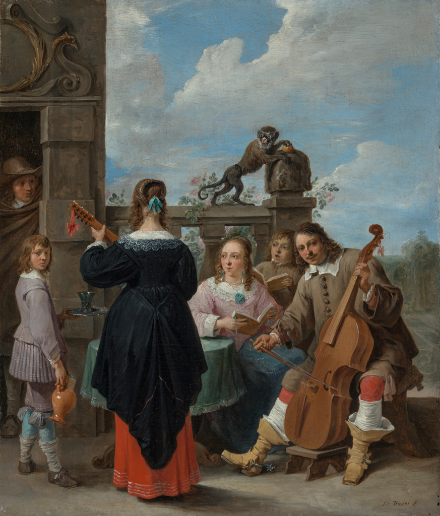 Selbstportrait. Der Maler David Teniers, mit seiner Familie und Bediensteten beim Musizieren im Garten.