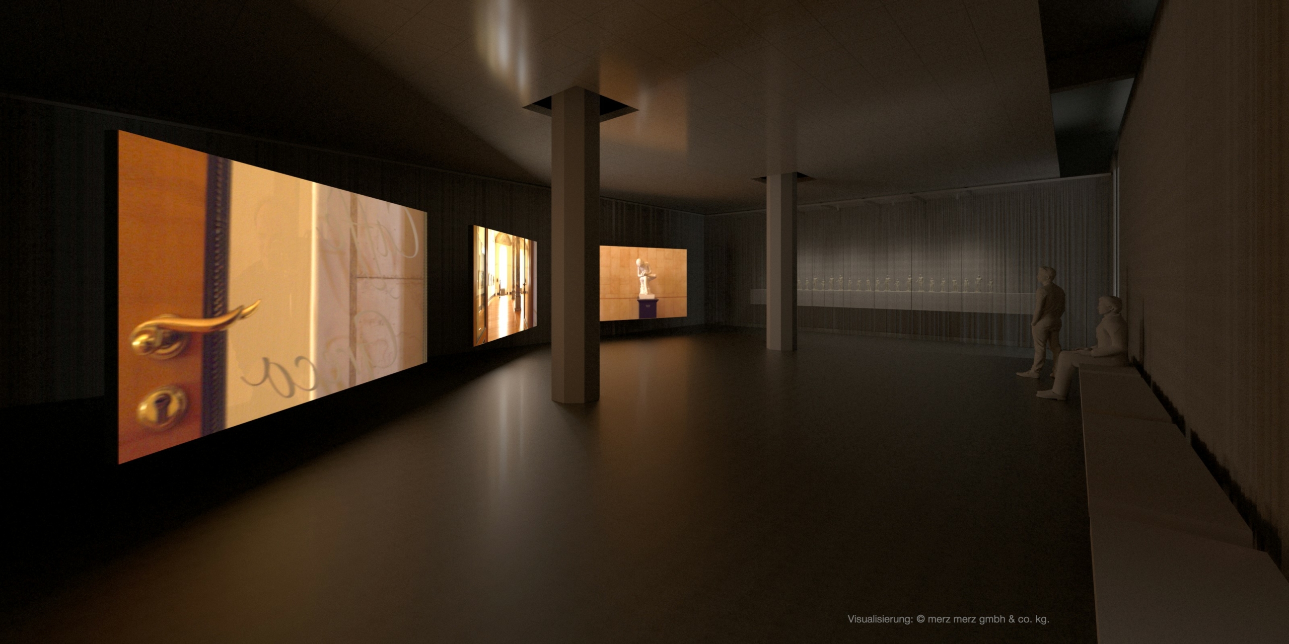 Die Abbildung zeigt eine Visualisierung eines Ausstellungsraums.