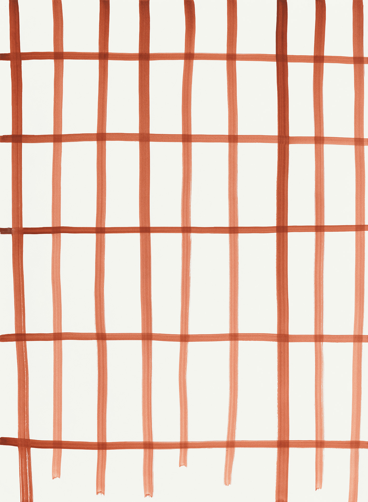 Die Abbildung der Gouache zeigt verschiedene orangerote Linien, die sich kreuzen.