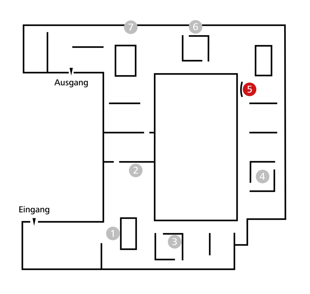 Orientierungsplan, der den Standort des Werk Daumiers der Tour Mediengeschichte in der Ausstellung KunsthalleKarlsruhe@ZKM anzeigt