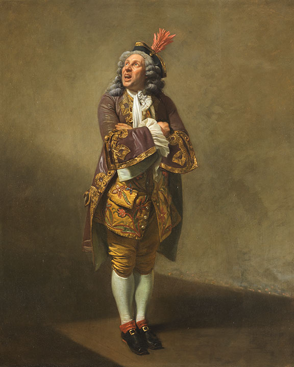 Das Gemälde zeigt Edward Townsend, der die Bettlerballade singt.