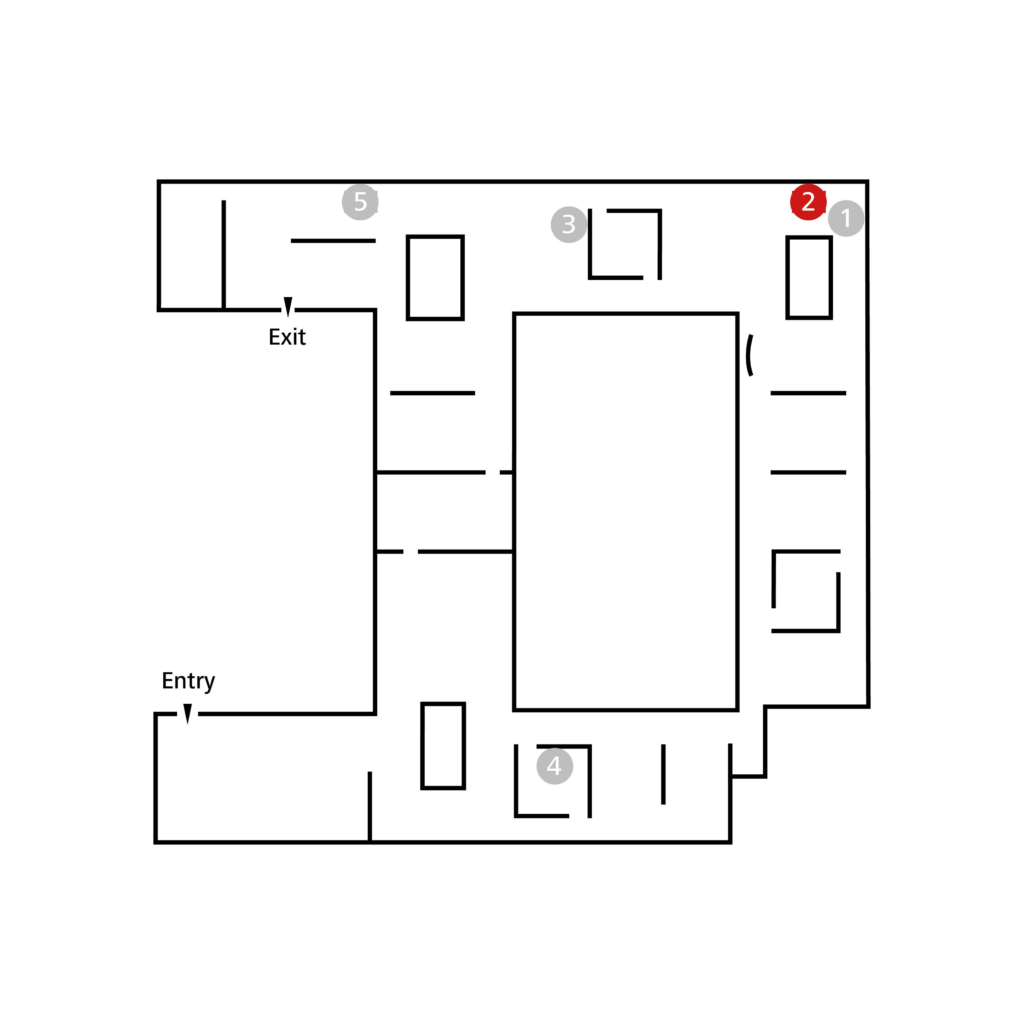 Lageplan des Kunstwerks in der Kunsthallen-Ausstellung im ZKM.
