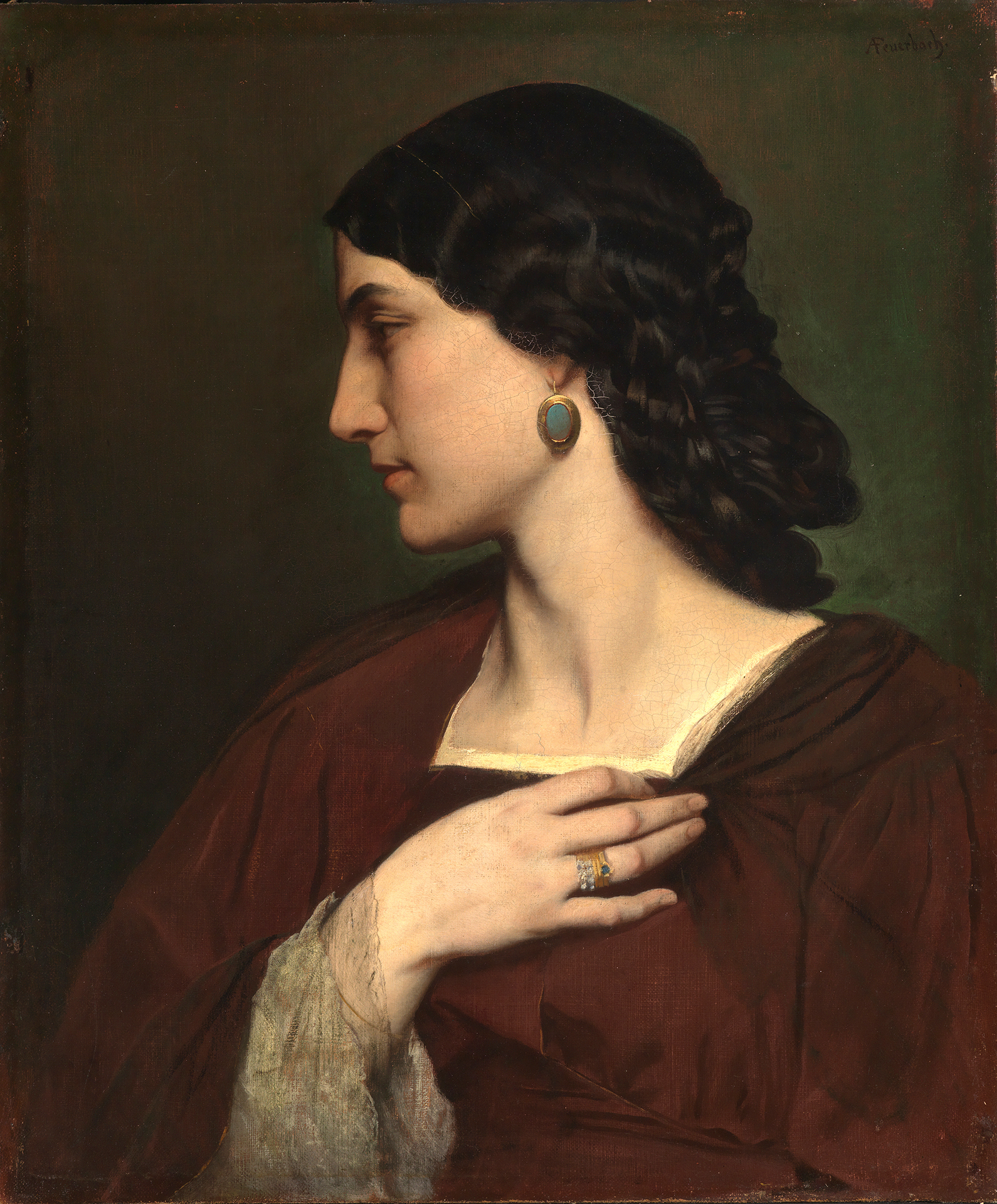 Le tableau montre Nanna Risi avec son visage penché sur le côté.